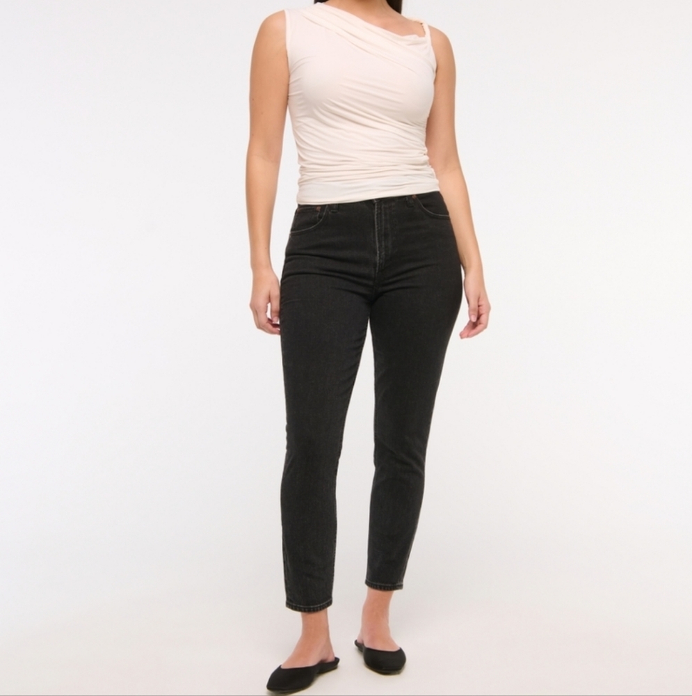 Abercrombie High Rise Skinny Curve Love Black Denim Jeans